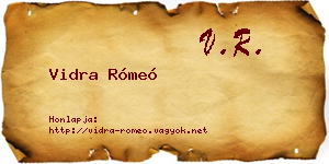 Vidra Rómeó névjegykártya